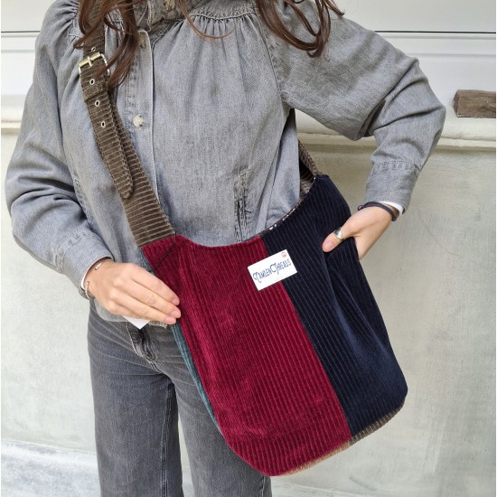 Ashbury Patchwork Corduroy Hobo Bag